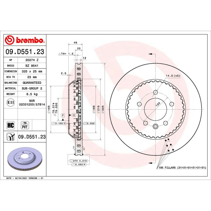 Stabdžių diskas BREMBO 09.D551.23