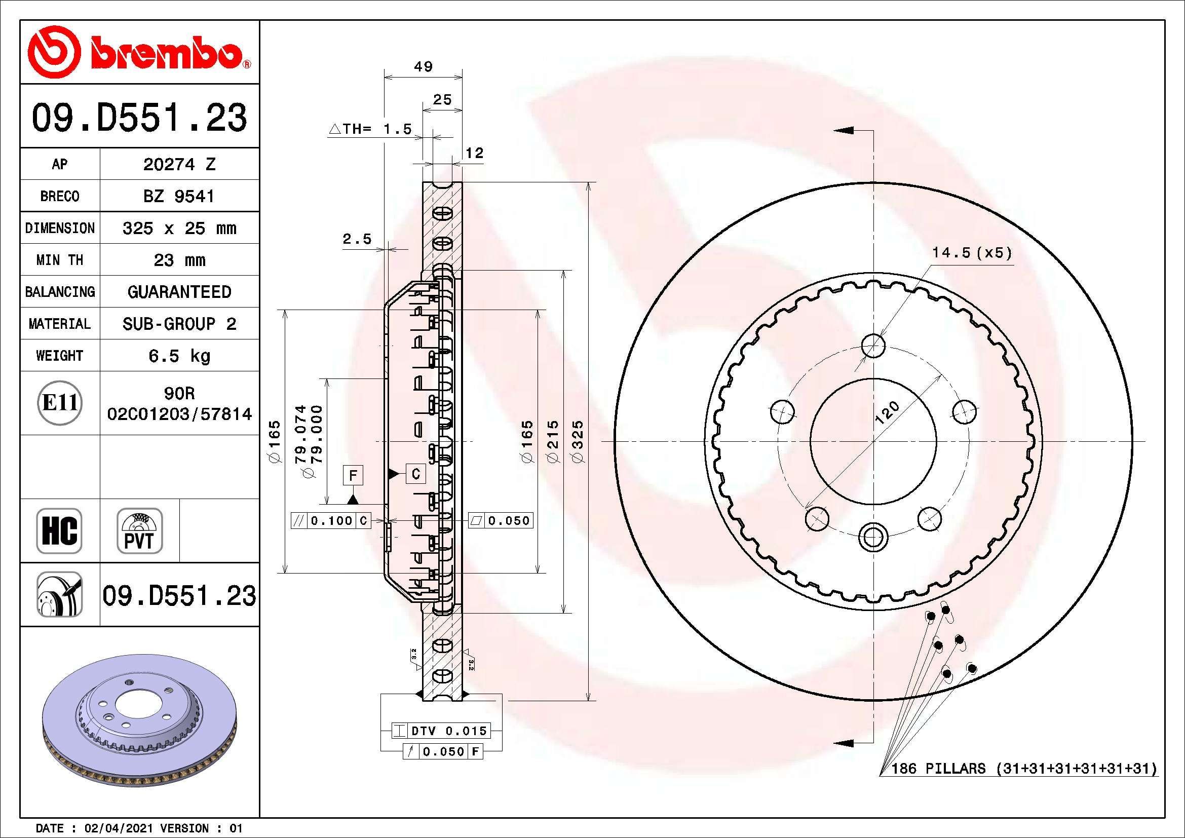Stabdžių diskas BREMBO 09.D551.23
