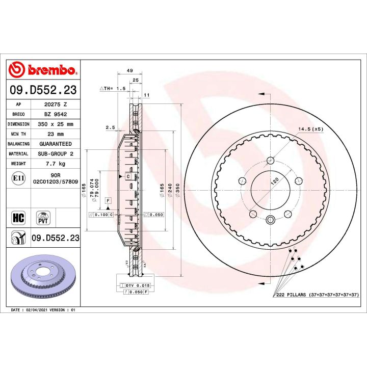 Stabdžių diskas BREMBO 09.D552.23