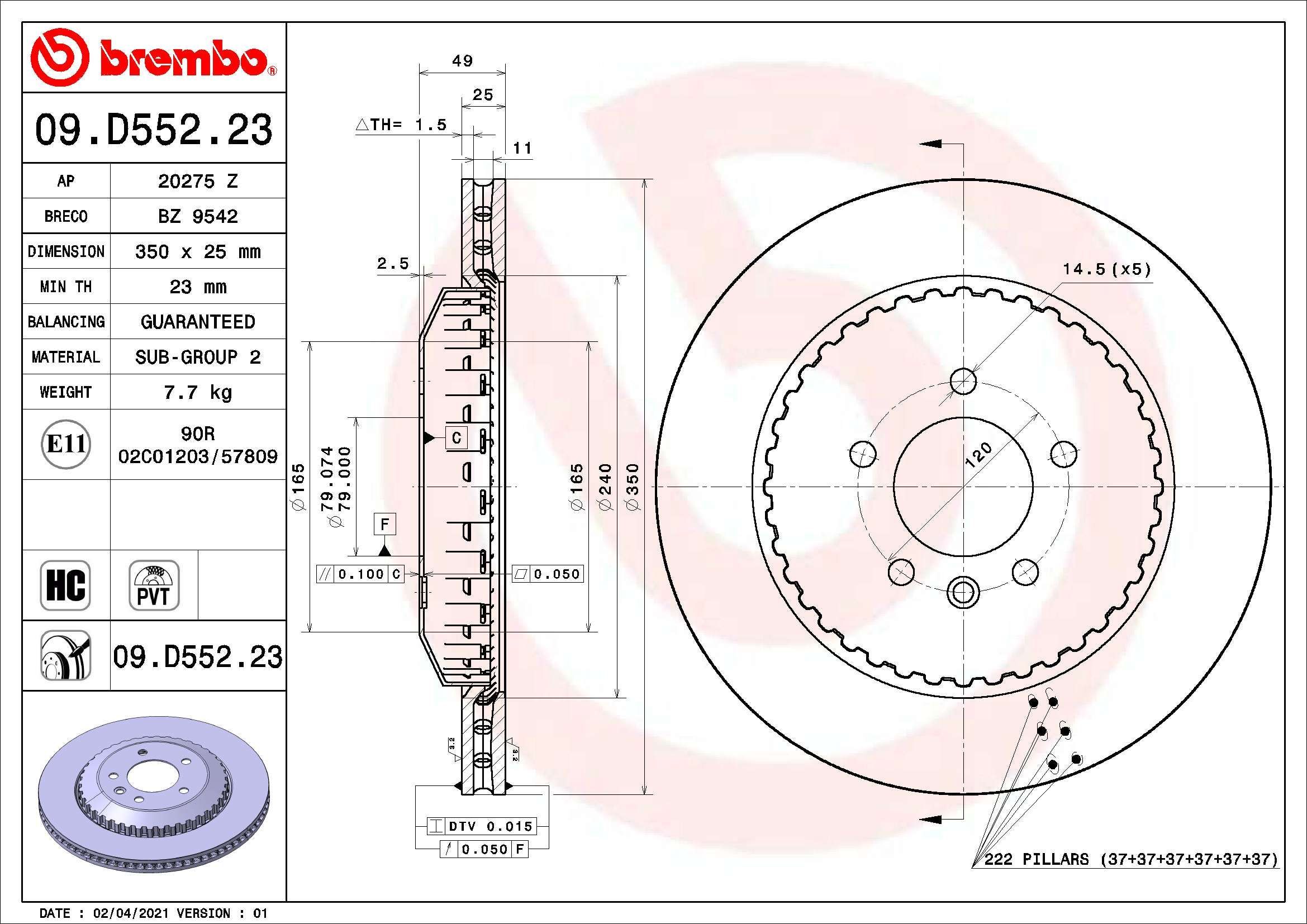 Stabdžių diskas BREMBO 09.D552.23
