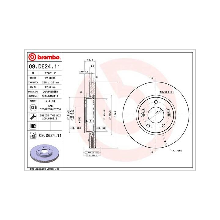 Stabdžių diskas BREMBO 09.D624.11