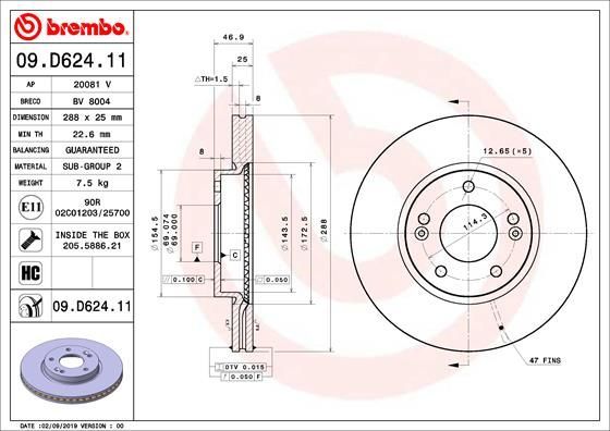 Stabdžių diskas BREMBO 09.D624.11