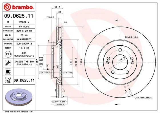 Stabdžių diskas BREMBO 09.D625.11