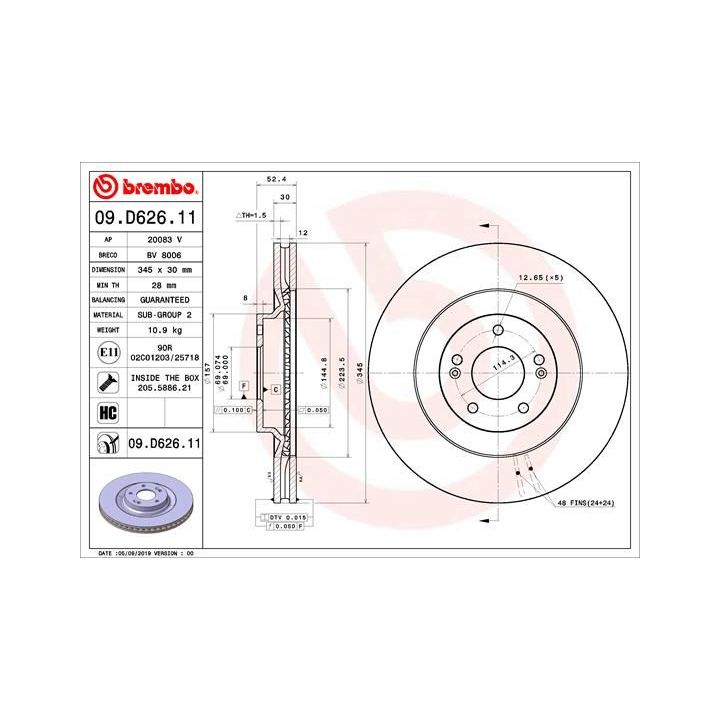 Stabdžių diskas BREMBO 09.D626.11