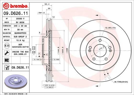 Stabdžių diskas BREMBO 09.D626.11