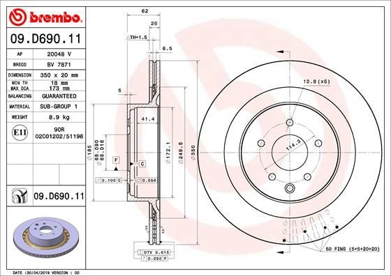 Stabdžių diskas BREMBO 09.D690.11
