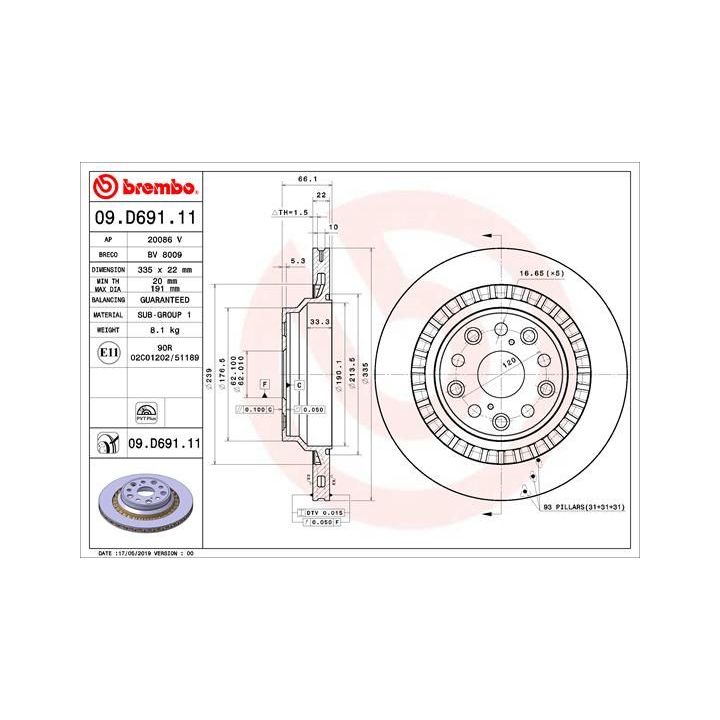 Stabdžių diskas BREMBO 09.D691.11