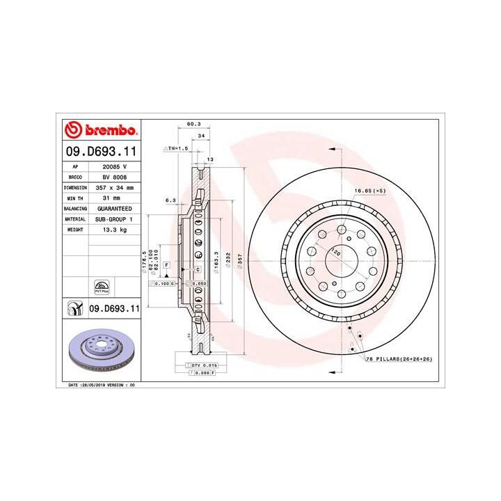 Stabdžių diskas BREMBO 09.D693.11