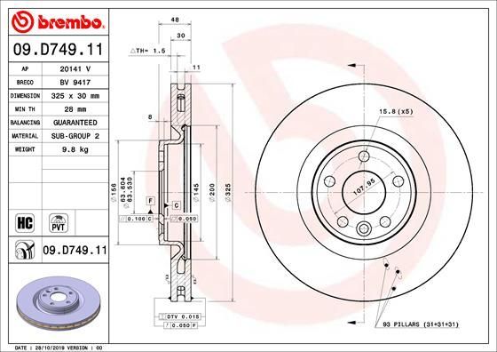 Stabdžių diskas BREMBO 09.D749.11