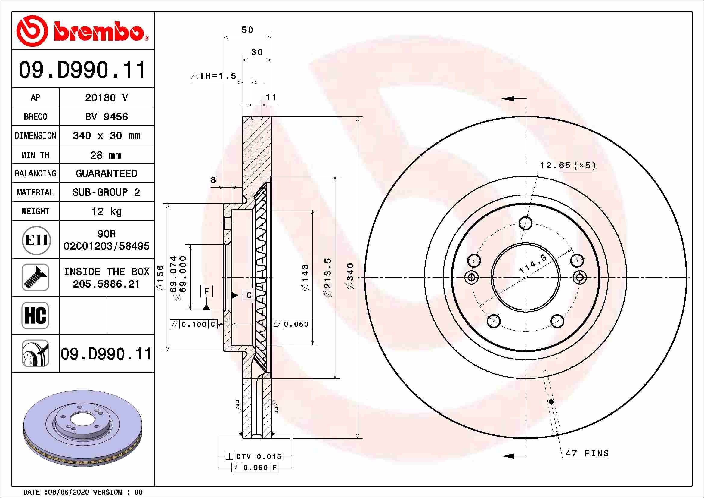 Stabdžių diskas BREMBO 09.D990.11