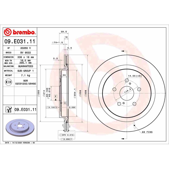 Stabdžių diskas BREMBO 09.E031.11