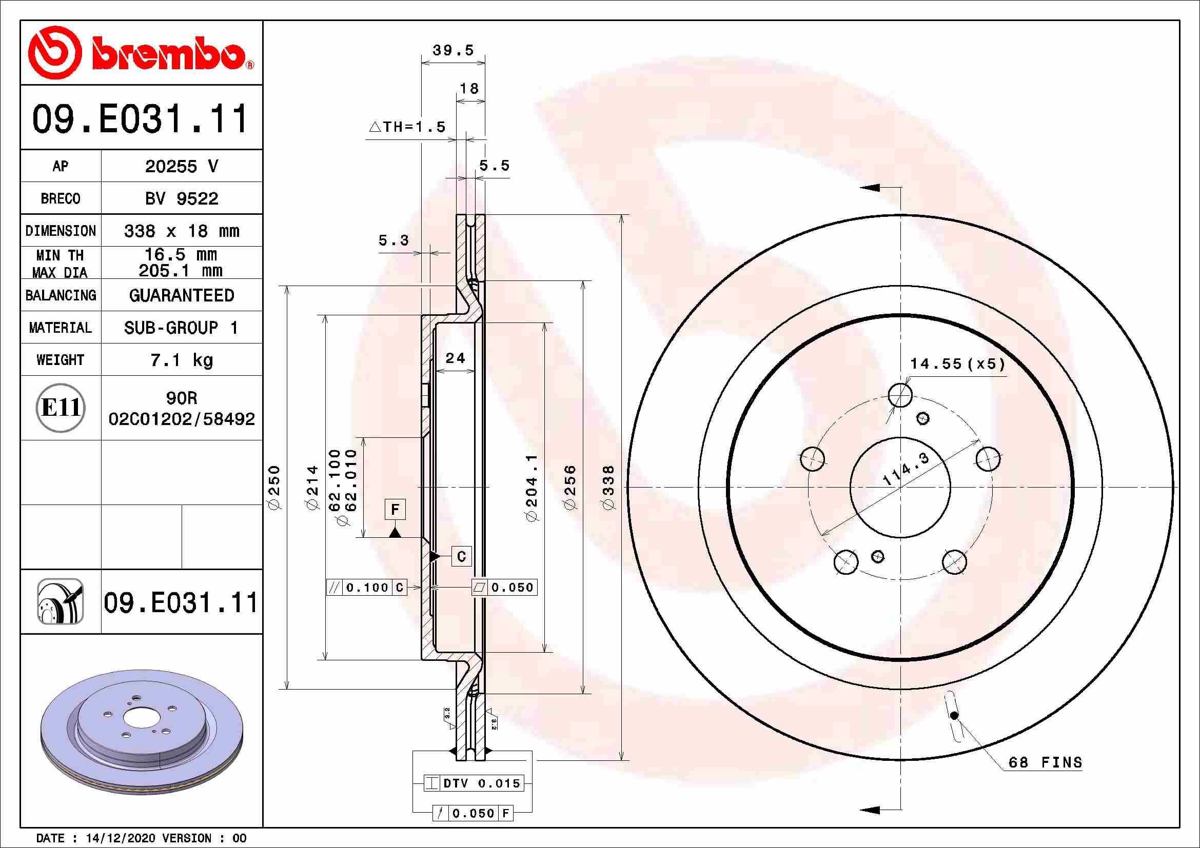 Stabdžių diskas BREMBO 09.E031.11