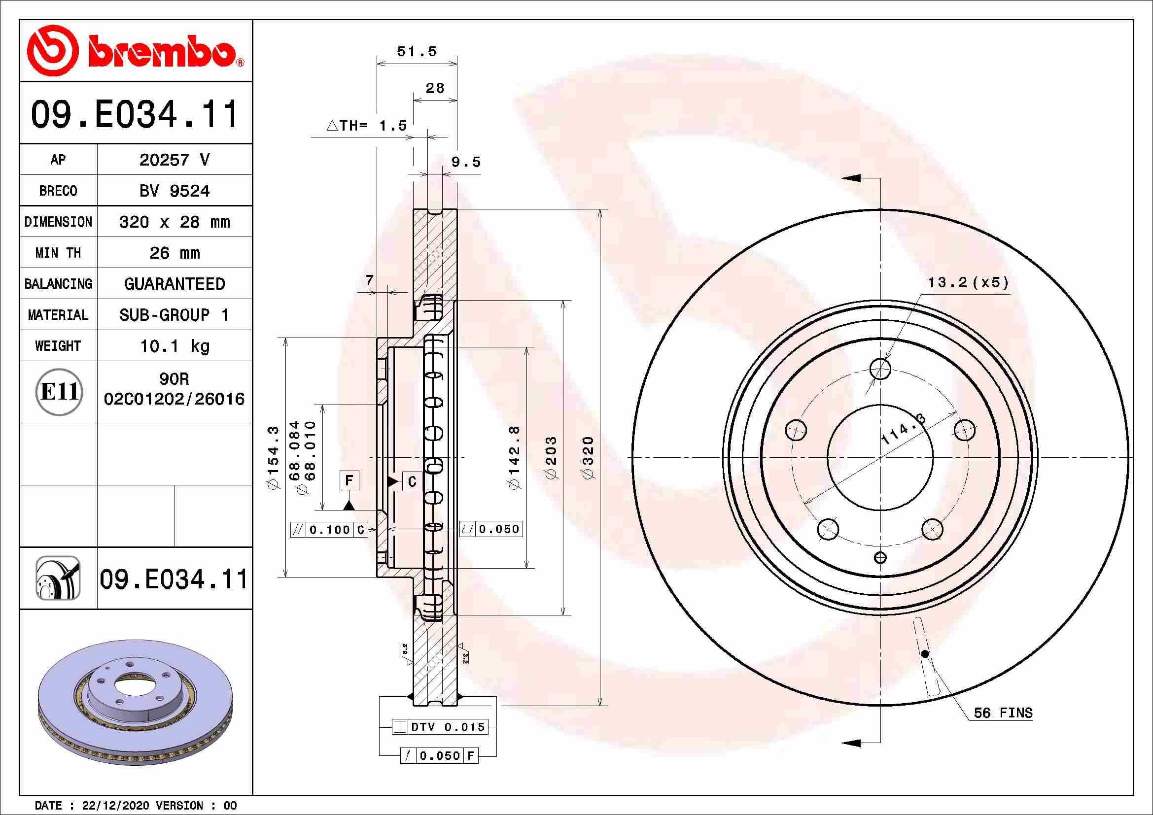 Stabdžių diskas BREMBO 09.E034.11