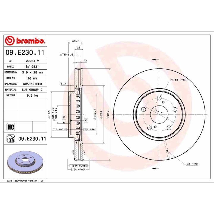 Stabdžių diskas BREMBO 09.E230.11