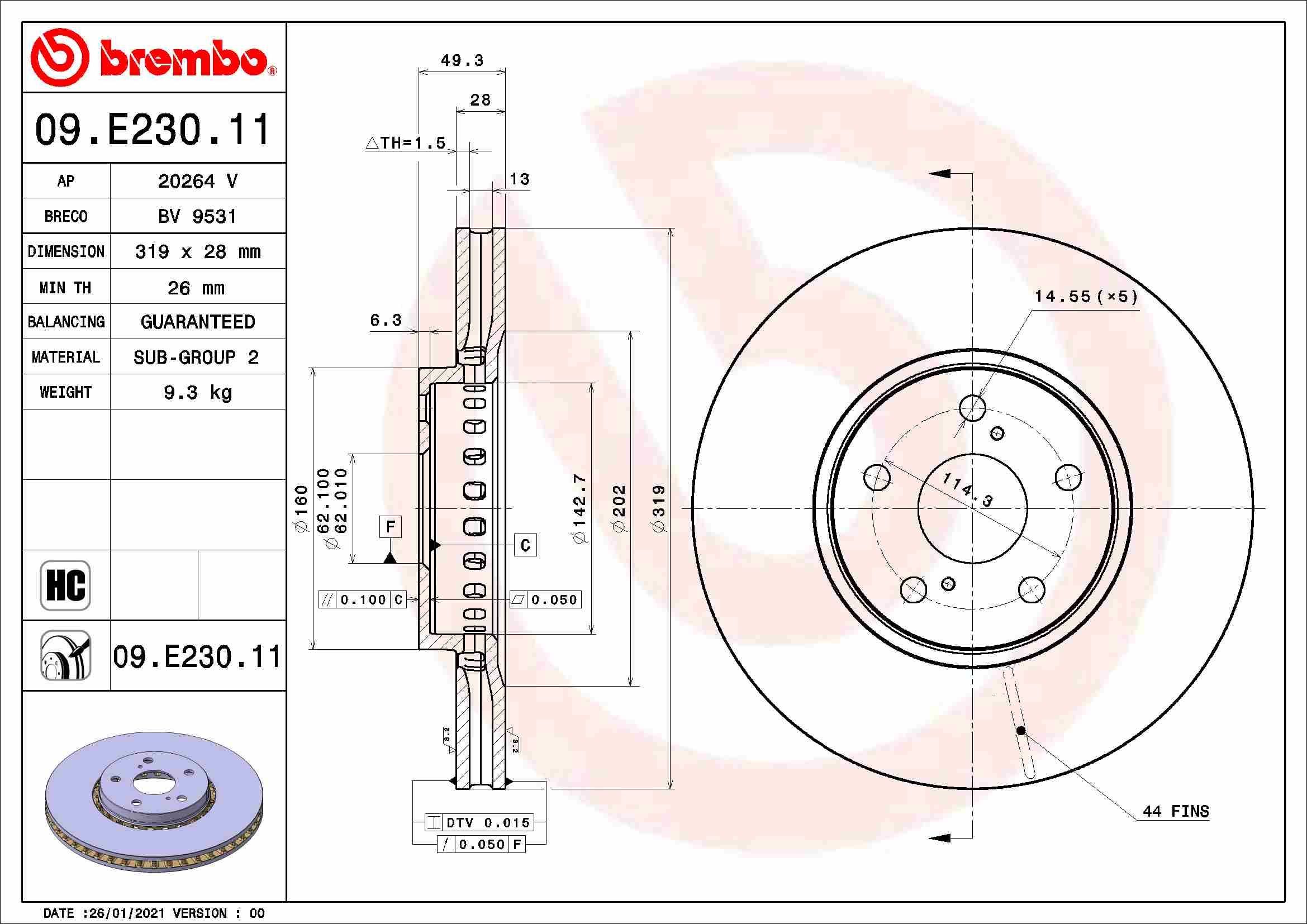 Stabdžių diskas BREMBO 09.E230.11