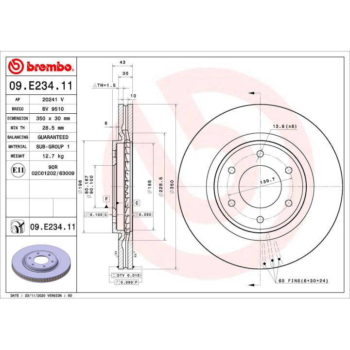 Stabdžių diskas BREMBO 09.E234.11