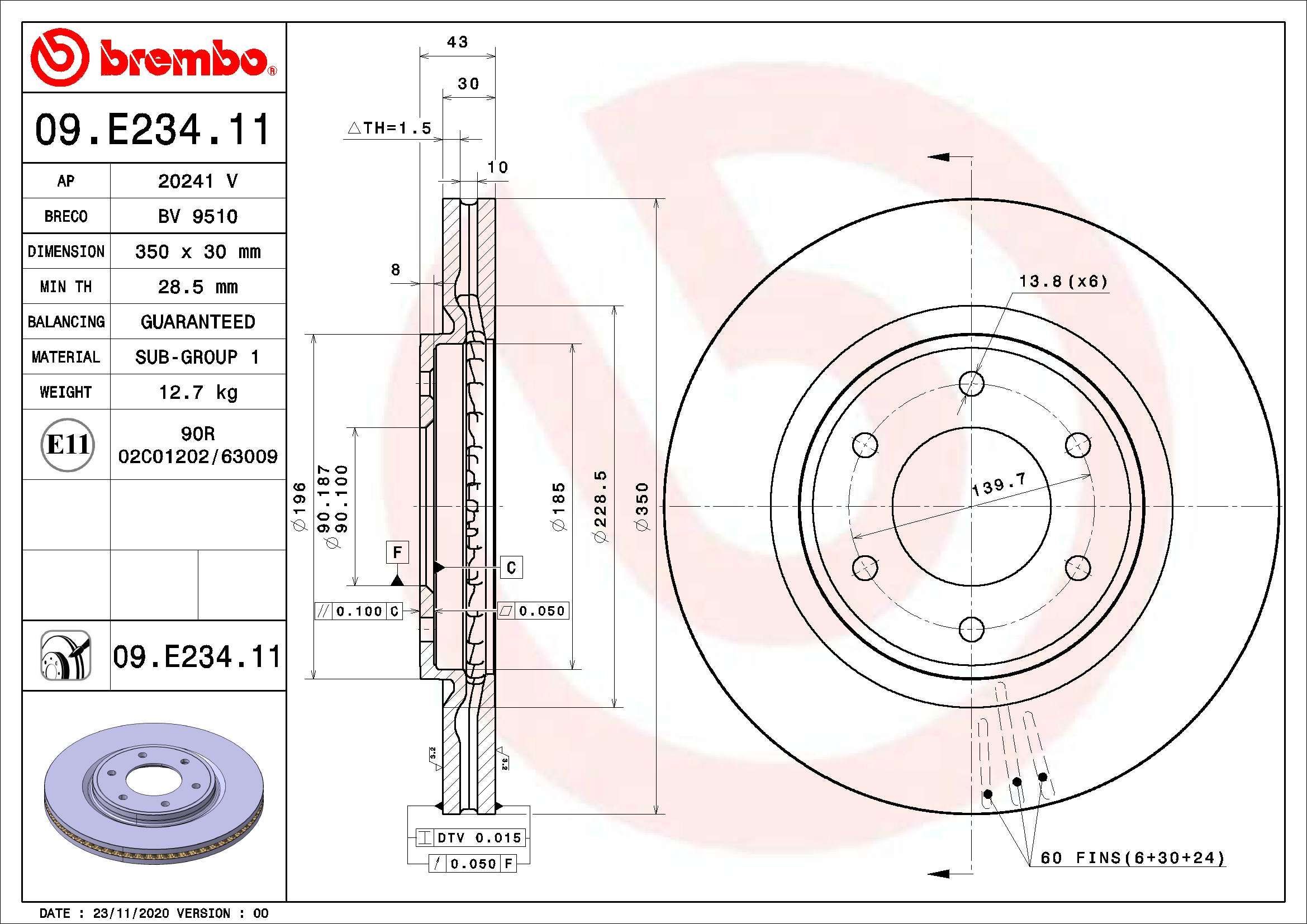Stabdžių diskas BREMBO 09.E234.11