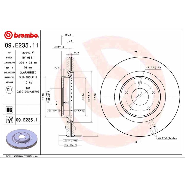 Stabdžių diskas BREMBO 09.E235.11