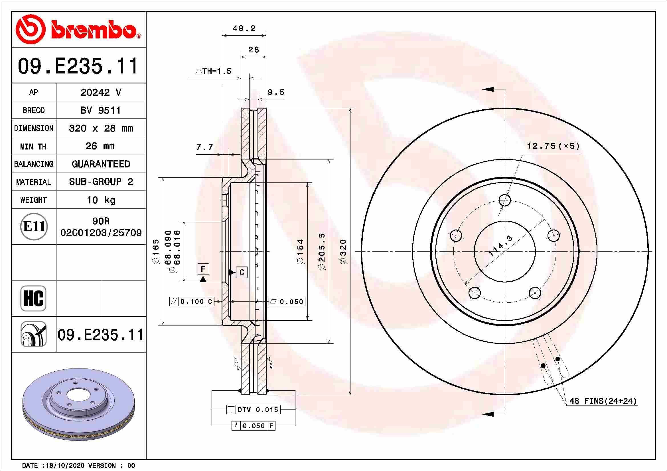 Stabdžių diskas BREMBO 09.E235.11