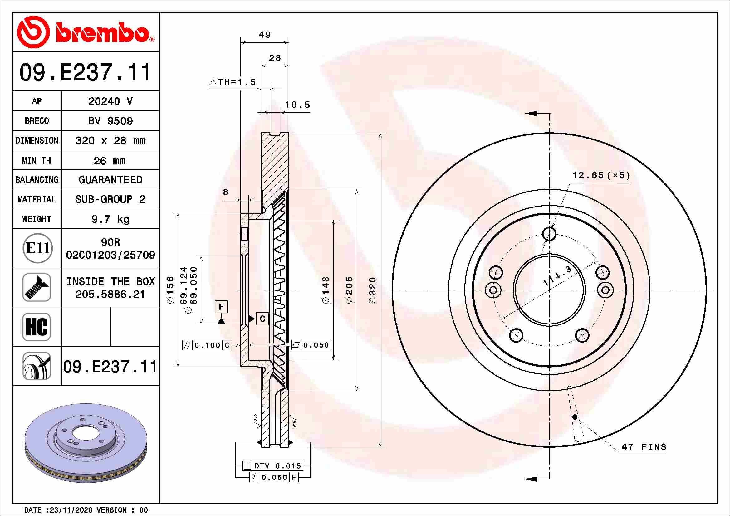 Stabdžių diskas BREMBO 09.E237.11