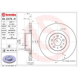 Stabdžių diskas BREMBO 09.E478.41