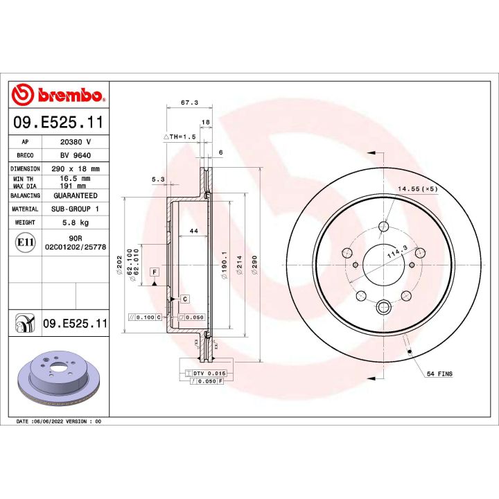 Stabdžių diskas BREMBO 09.E525.11