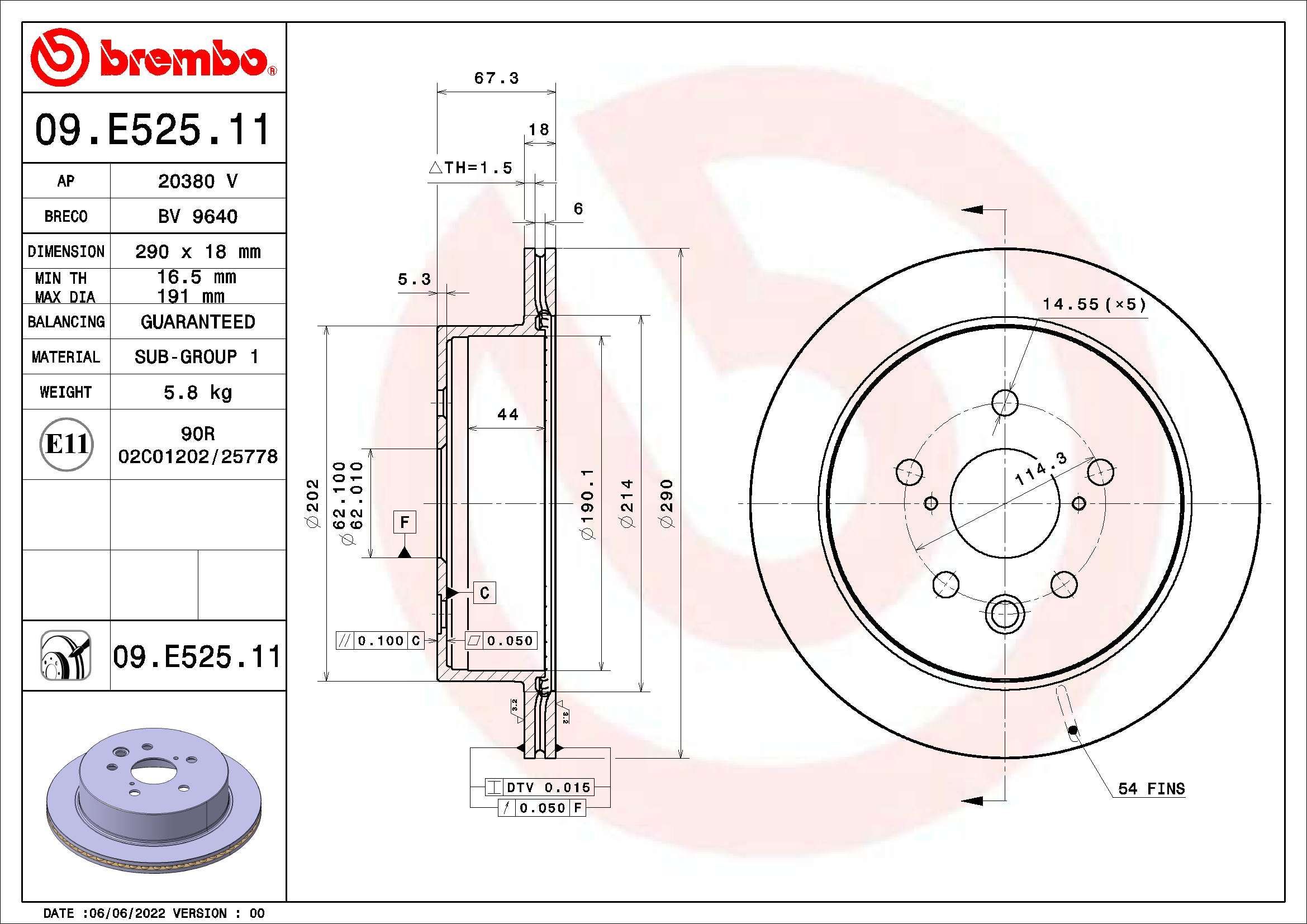 Stabdžių diskas BREMBO 09.E525.11