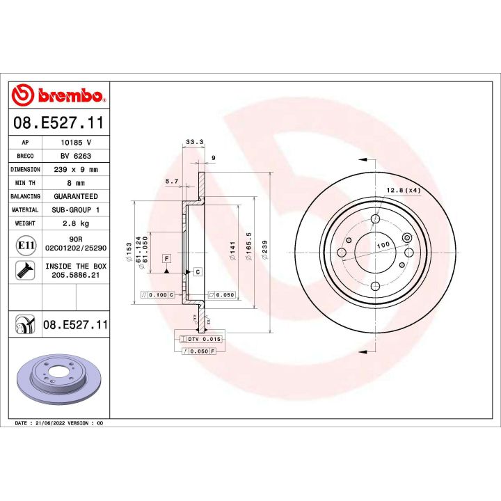 Stabdžių diskas BREMBO 09.E528.11