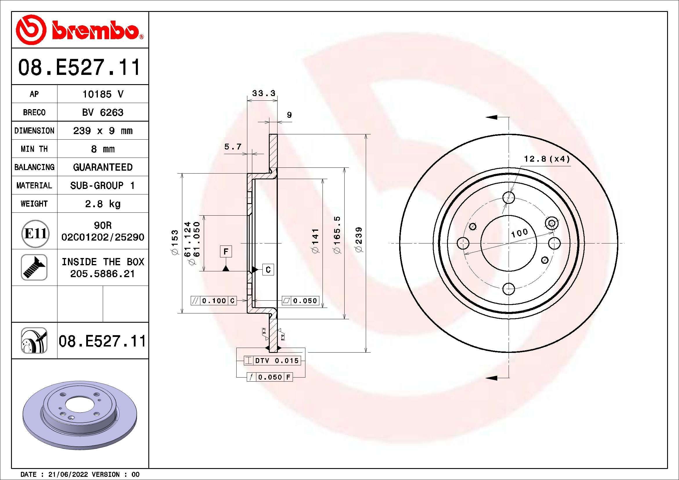 Stabdžių diskas BREMBO 09.E528.11