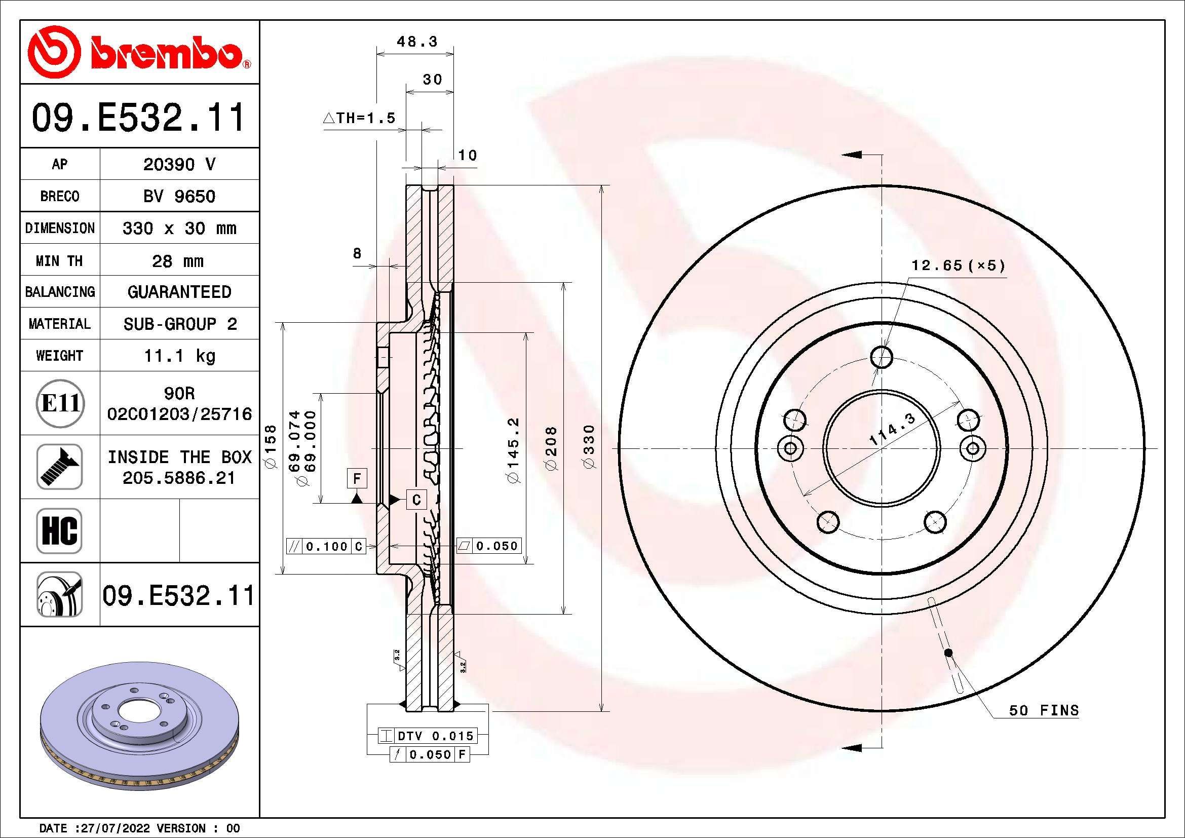 Stabdžių diskas BREMBO 09.E532.11