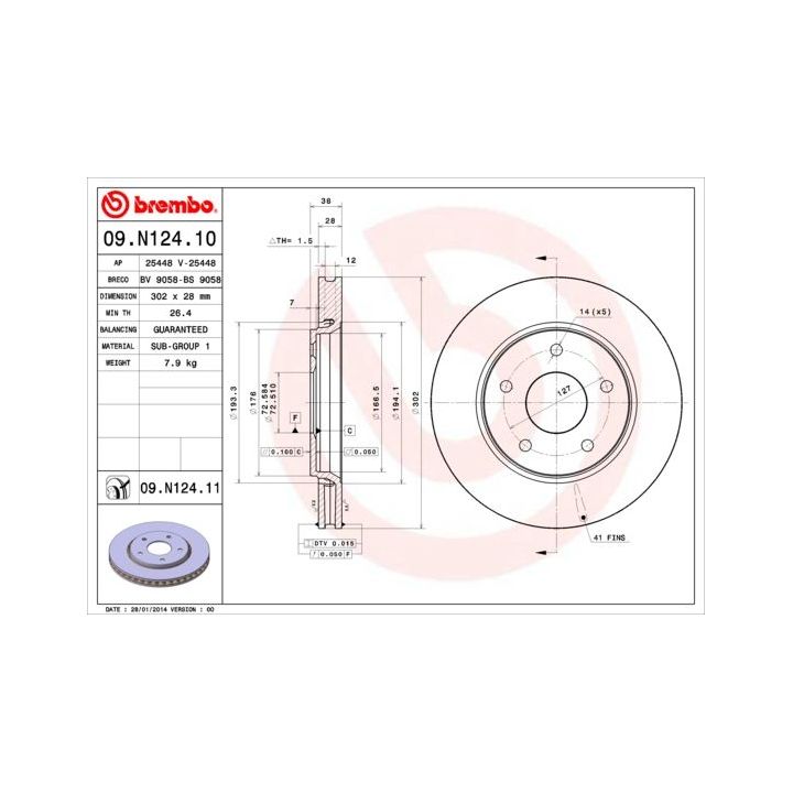Stabdžių diskas BREMBO 09.N124.11