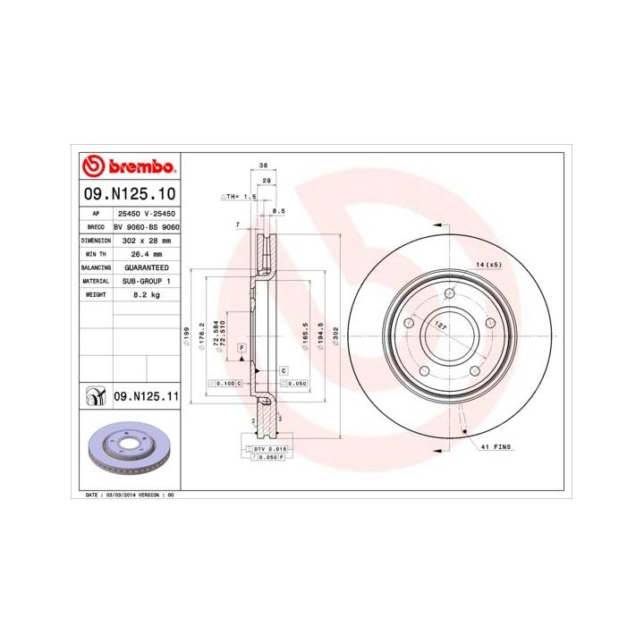 Stabdžių diskas BREMBO 09.N125.11