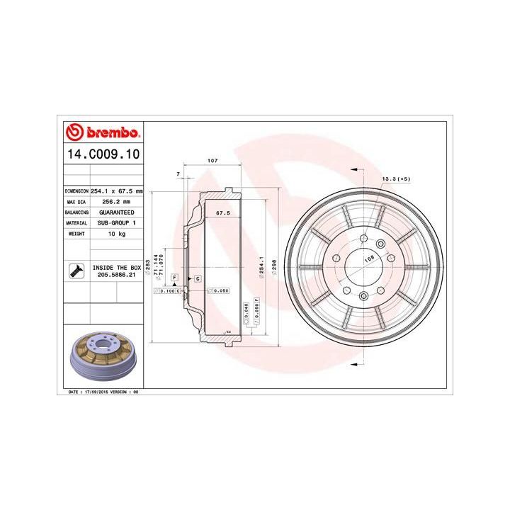 Stabdžių būgnas BREMBO 14.C009.10