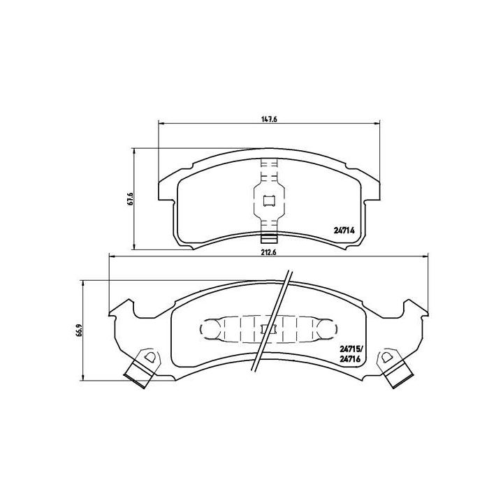 Stabdžių trinkelių rinkinys, diskinis stabdys BREMBO P 07 002