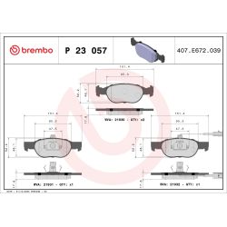 Stabdžių trinkelių rinkinys, diskinis stabdys BREMBO P 23 057