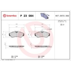 Stabdžių trinkelių rinkinys, diskinis stabdys BREMBO P 23 084