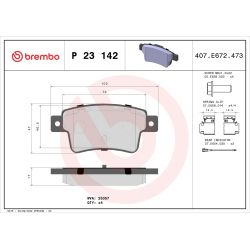 Stabdžių trinkelių rinkinys, diskinis stabdys BREMBO P 23 142