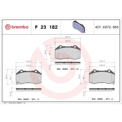 Stabdžių trinkelių rinkinys, diskinis stabdys BREMBO P 23 182