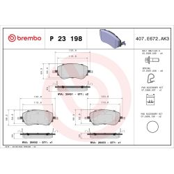 Stabdžių trinkelių rinkinys, diskinis stabdys BREMBO P 23 198