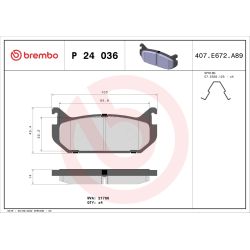 Stabdžių trinkelių rinkinys, diskinis stabdys BREMBO P 24 036