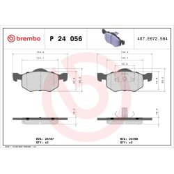 Stabdžių trinkelių rinkinys, diskinis stabdys BREMBO P 24 056