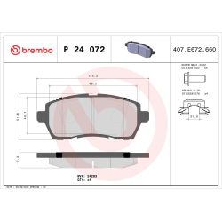 Stabdžių trinkelių rinkinys, diskinis stabdys BREMBO P 24 072