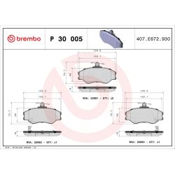 Stabdžių trinkelių rinkinys, diskinis stabdys BREMBO P 30 005