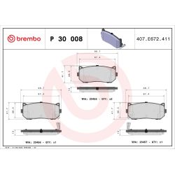 Stabdžių trinkelių rinkinys, diskinis stabdys BREMBO P 30 008