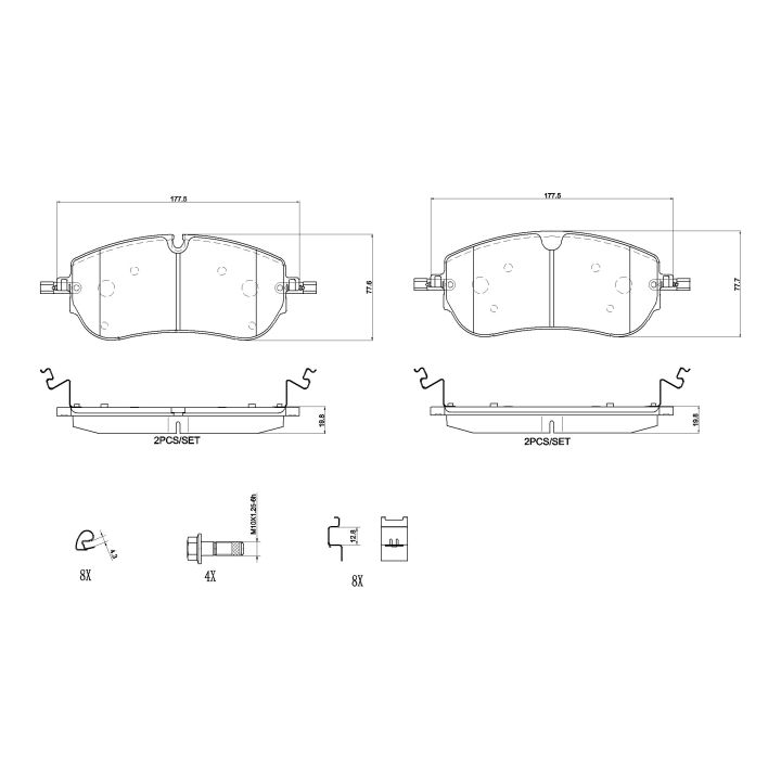 Stabdžių trinkelių rinkinys, diskinis stabdys BREMBO P 36 038