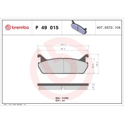 Stabdžių trinkelių rinkinys, diskinis stabdys BREMBO P 49 015
