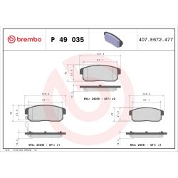 Stabdžių trinkelių rinkinys, diskinis stabdys BREMBO P 49 035