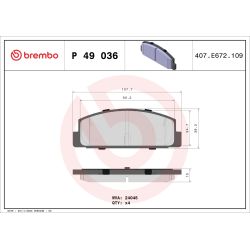 Stabdžių trinkelių rinkinys, diskinis stabdys BREMBO P 49 036