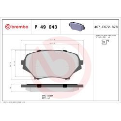 Stabdžių trinkelių rinkinys, diskinis stabdys BREMBO P 49 043