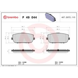 Stabdžių trinkelių rinkinys, diskinis stabdys BREMBO P 49 044